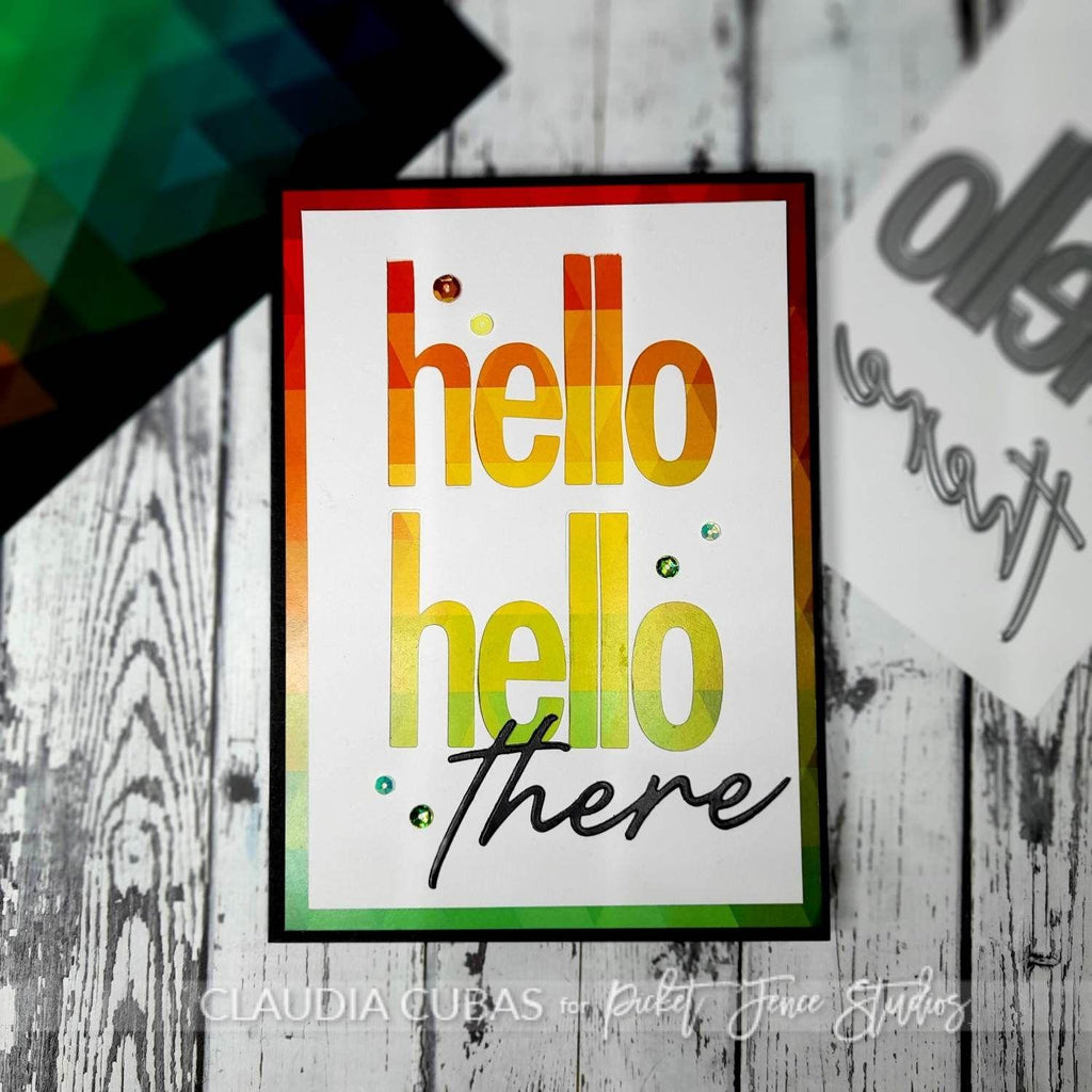 Picket Fence Studios Foiling Toner Card Stock Cozy Rainbow Quilt ft-128 hello