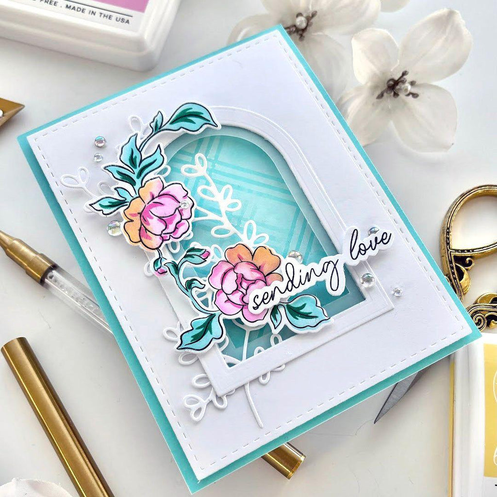 Pinkfresh Studio Best Wishes Clear Stamps 208423 Sending Love Card | color-code:ALT03