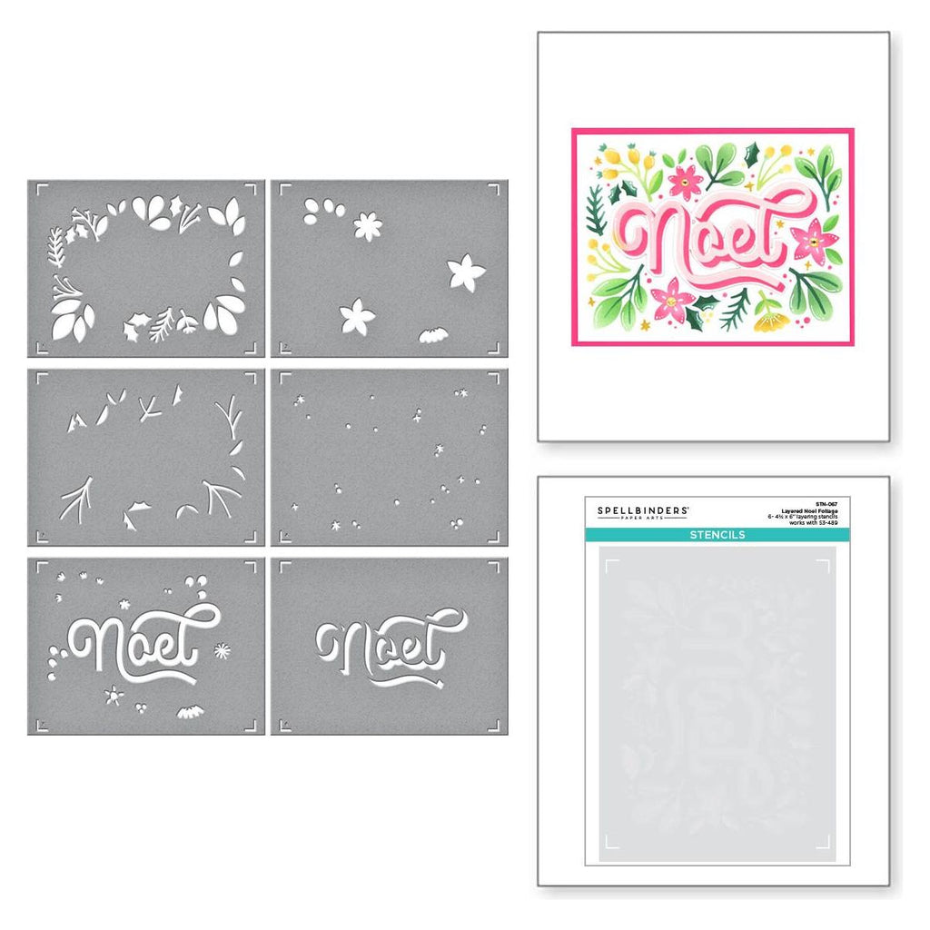 STN-067 Spellbinders Layered Noel Foliage Stencils noel