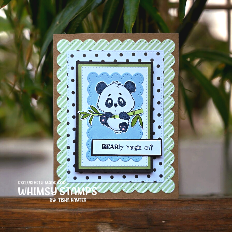 Whimsy Stamps Panda Get Well Clear Stamp and Die Set scalloped