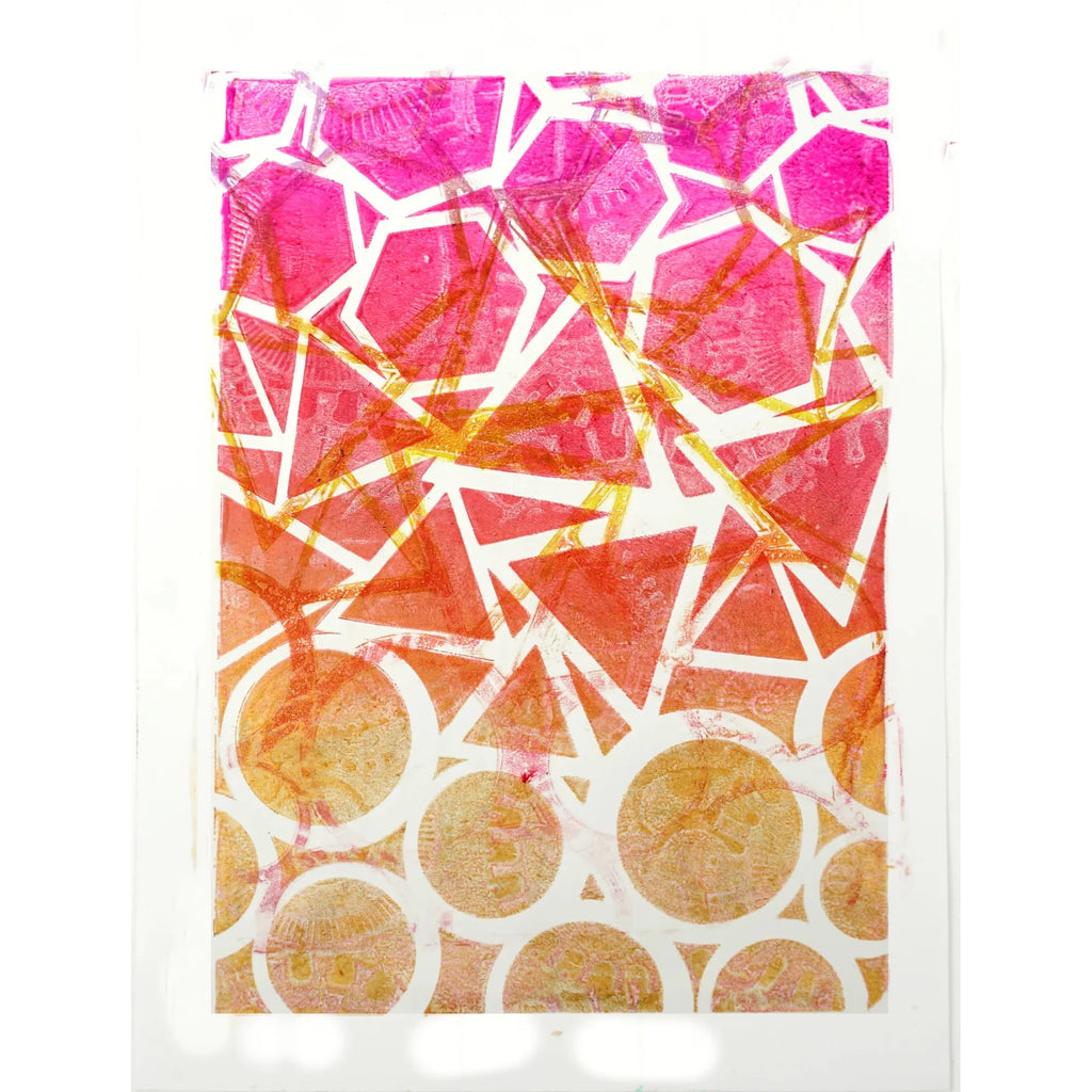 Gelli Arts Geo Stencil for Printing Plates background