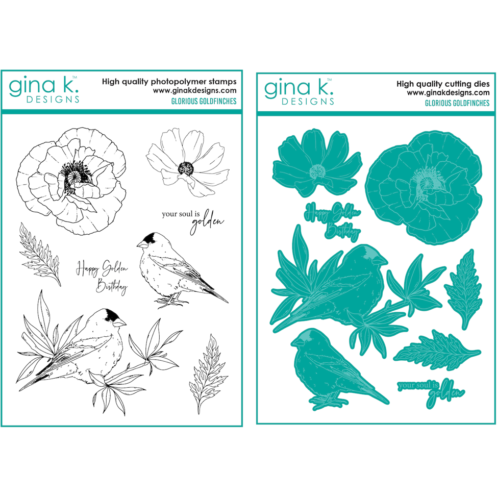 Gina K Designs Glorious Goldfinches Clear Stamps and Dies Set