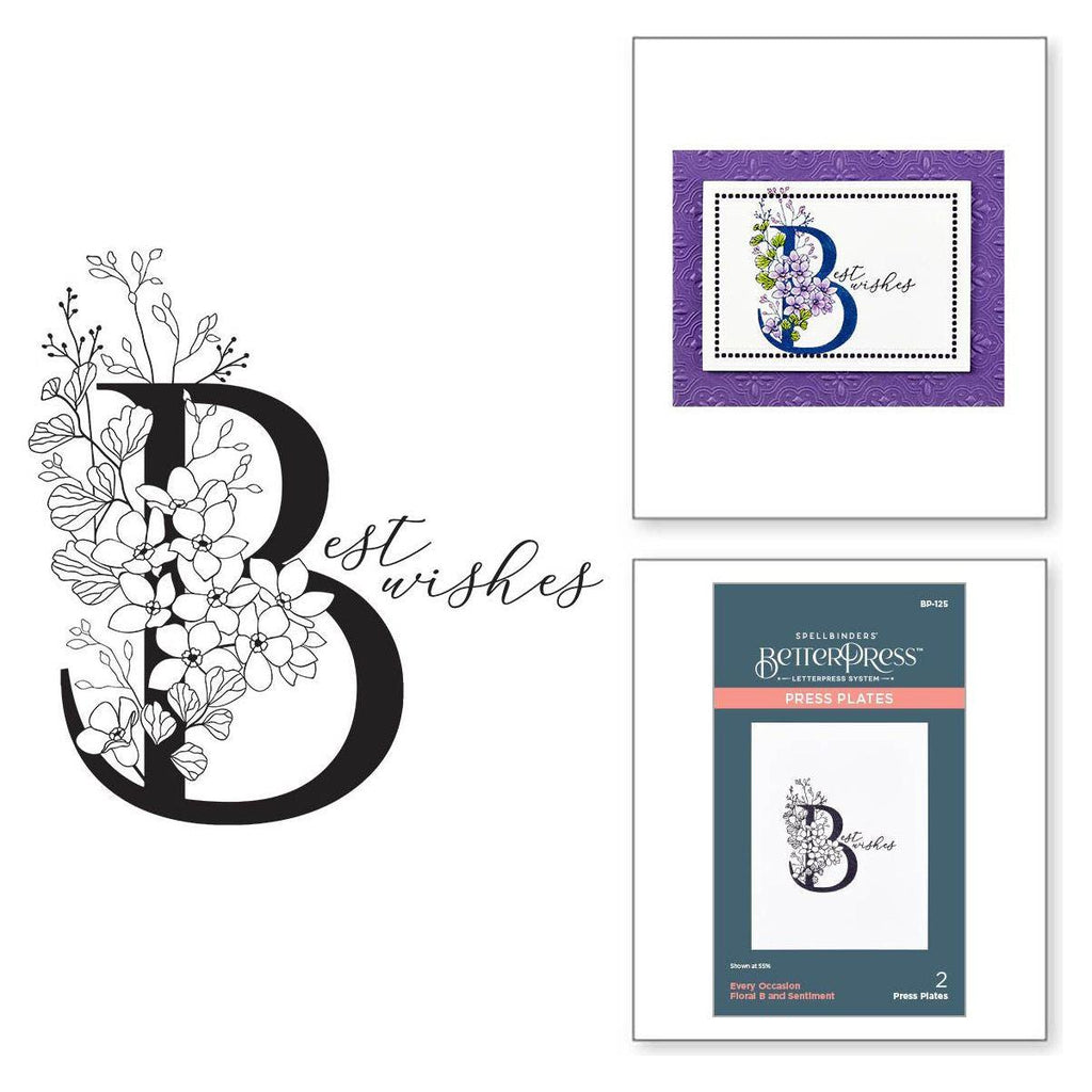 bp-125 Spellbinders Floral B and Sentiment Press Plates product image