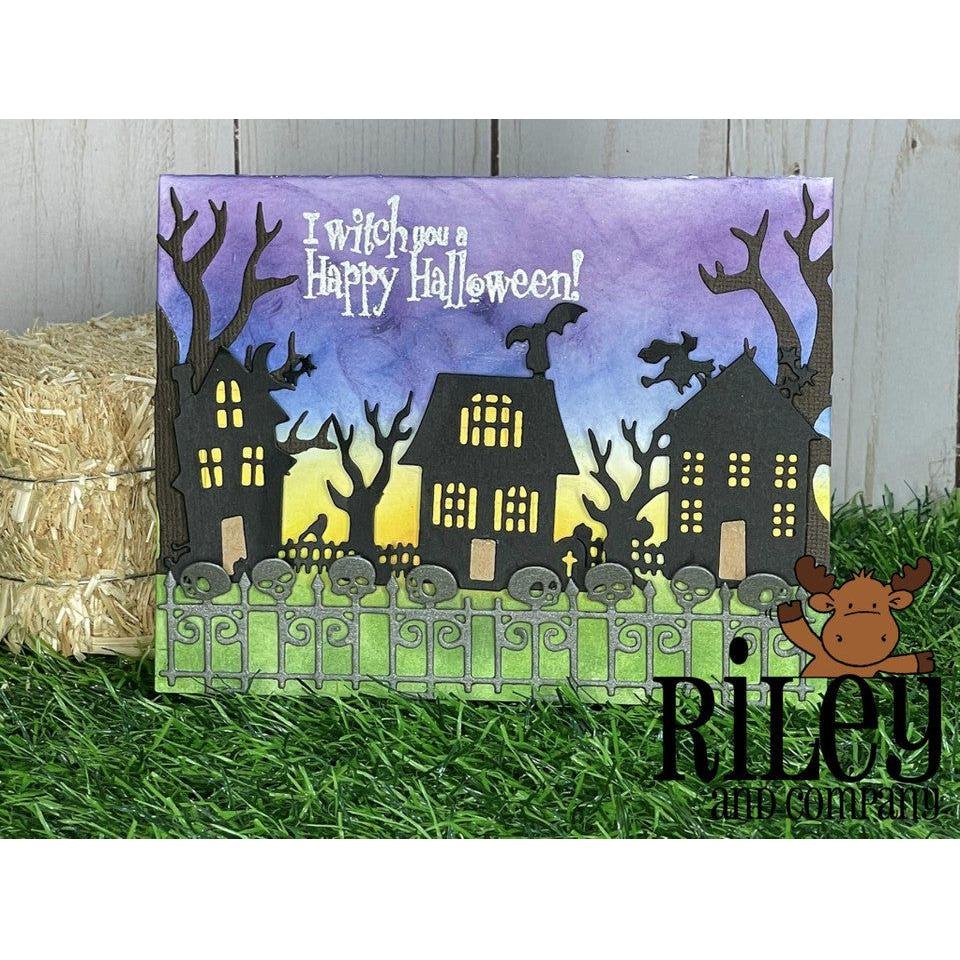 Riley And Company Funny Bones I Witch You Cling Rubber Stamp rwd-1168 haunted house