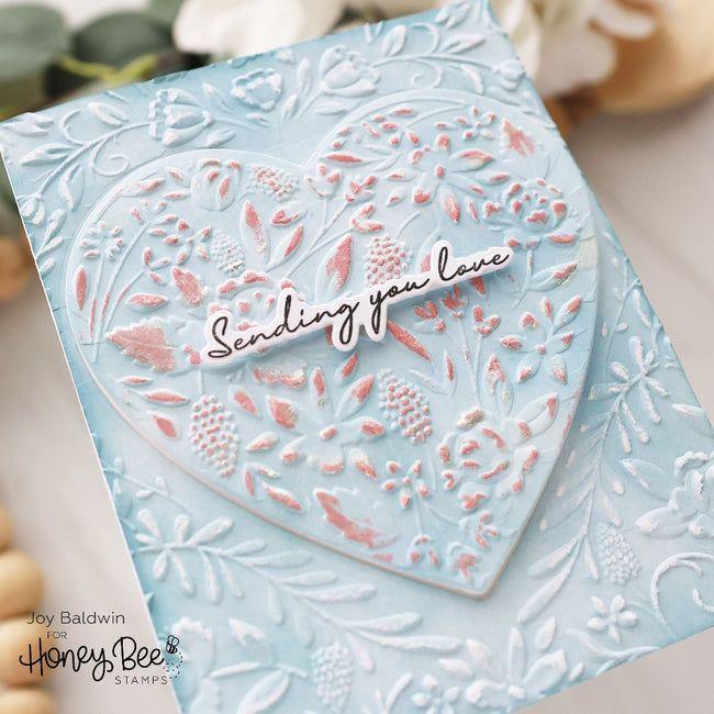 Honey Bee Floral Heart 3D Embossing Folder hbef-013 Sending You Love Card