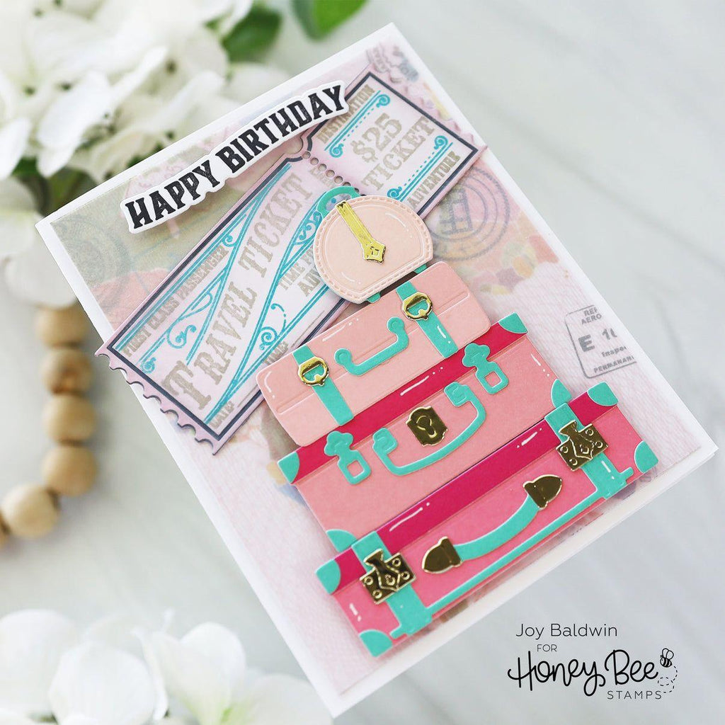 Honey Bee Ticket To Ride Dies hbds-607 Happy Birthday Card