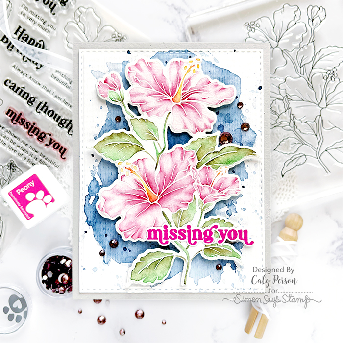 Simon Says Stamp HIBISCUS BLOOMS Wafer Dies sssd112393c Miss You Card | color-code:ALT01