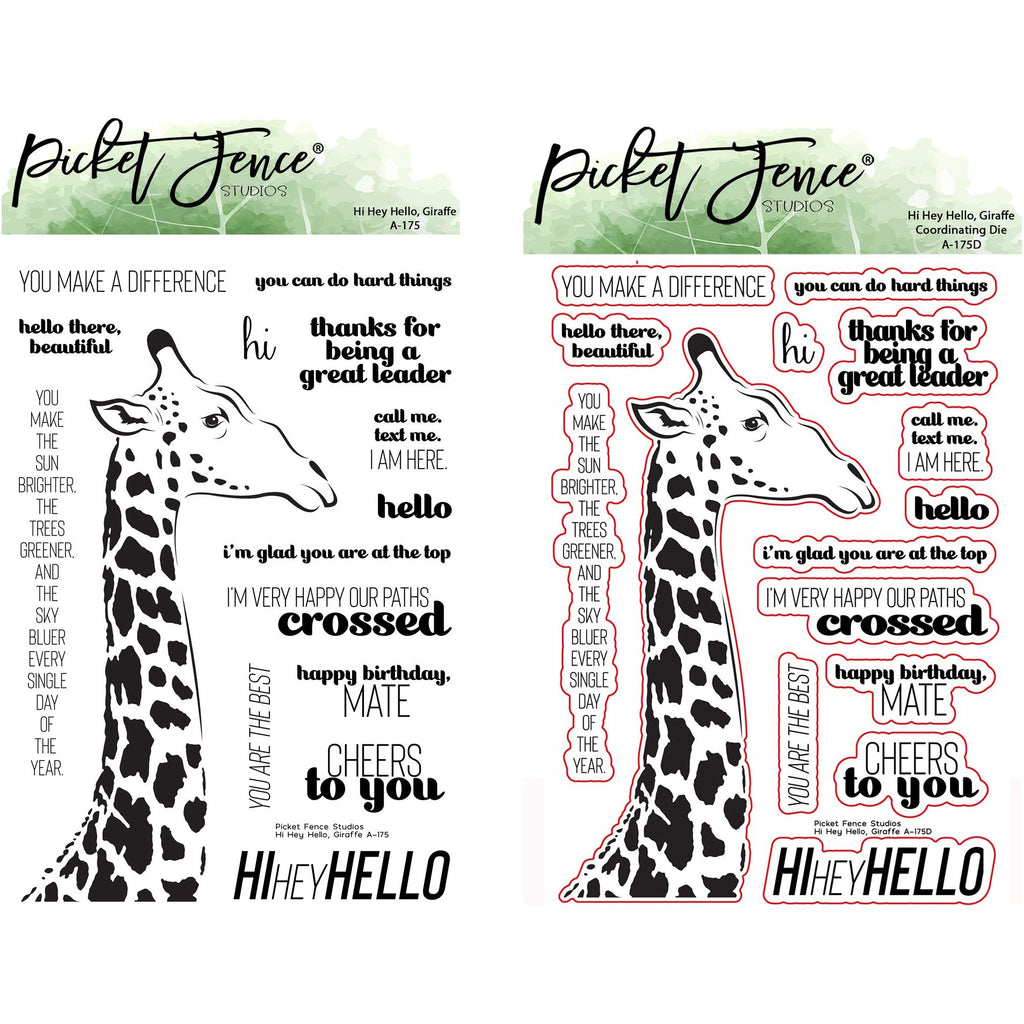 Picket Fence Studios Hi Hey Hello, Giraffe Stamp and Die Bundle