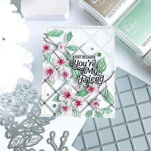 Pinkfresh Studio Cherry Blossoms Stencil Set 239924 You're My Friend Card | color-code:ALT01