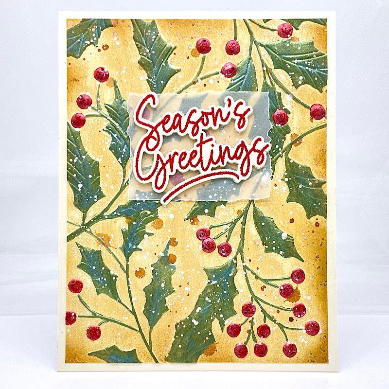 Simon Says Stamp Embossing Folder and Cutting Dies Holly Bunch sfd408 Stamptember Christmas Card