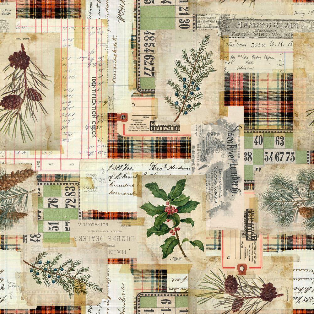 Tim Holtz Eclectic Elements Holidays Past Fabric By The Yard Woodland Collage