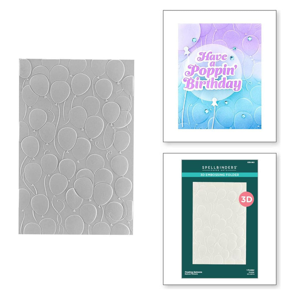 E3D-062 Spellbinders Floating Balloons 3D Embossing Folder Balloons