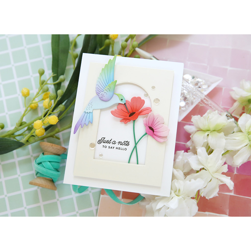 Simon Says Stamp Exquisite Hummingbird Wafer Dies s941 Sunny Vibes Hello Card | color-code:ALT04