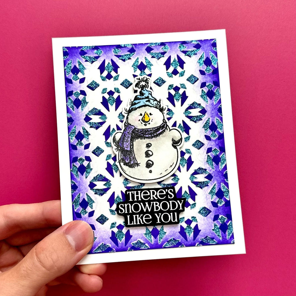 Ranger Simon Hurley Sketched Snowmen Stamp And Die Bundle SHC There's Snowbody Like You Card