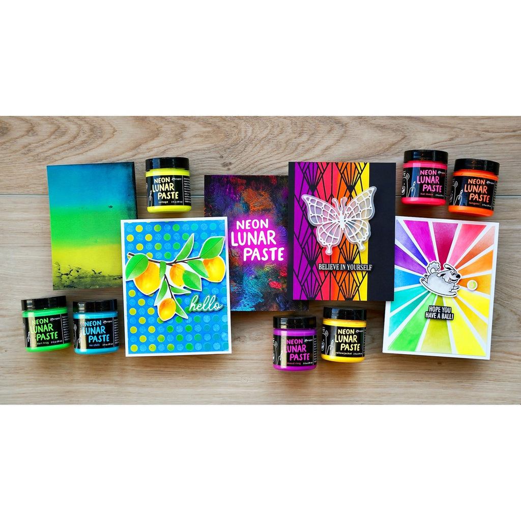 Ranger Simon Hurley Neon Lunar Paste Bundle Of 7 card samples and jars