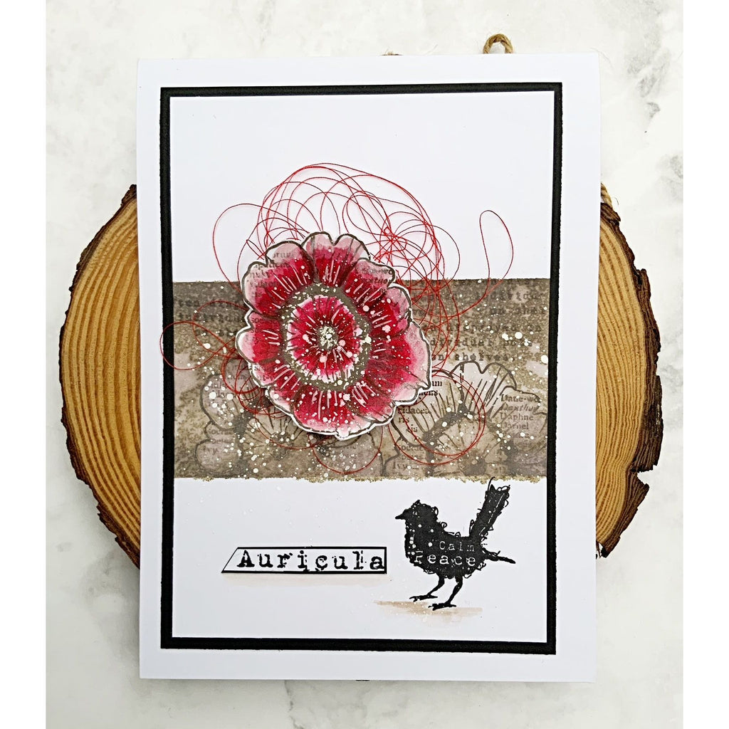 Tracy Evans Boutique Designs Auricula A7 Clear Stamps te002 red bloom