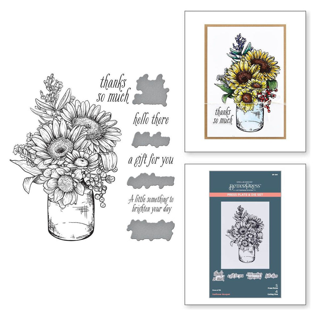 bp-095 Spellbinders Sunflower Bouquet Press Plate and Etched Die Set product image