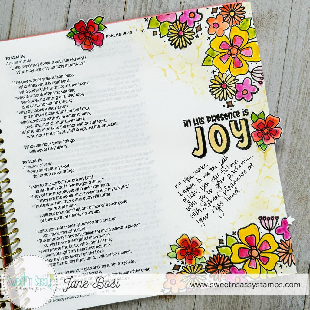 Sweet 'N Sassy Fullness Of Joy Clear Stamps cws-24-013 In His Presence Bible Journaling