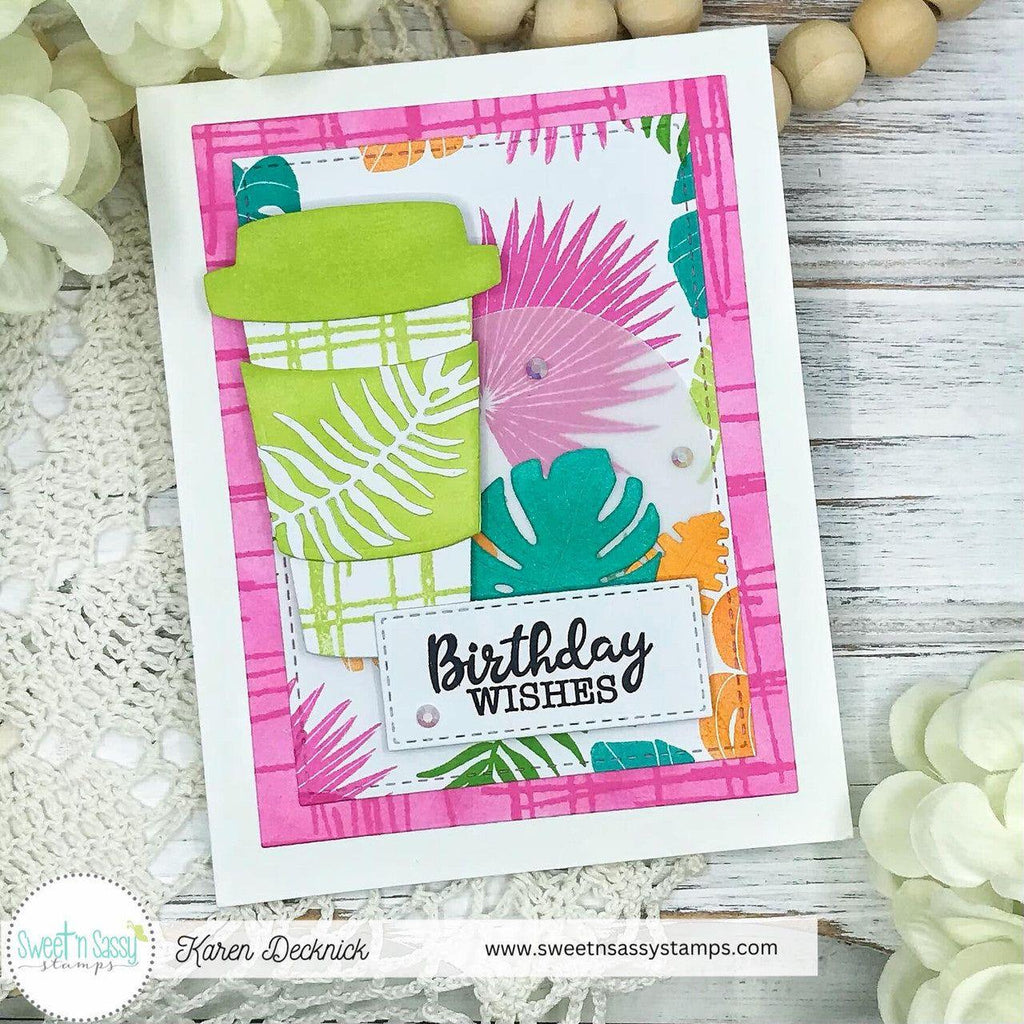 Sweet 'N Sassy Tropical Foliage Dies cwsd-265 Birthday Wishes Card