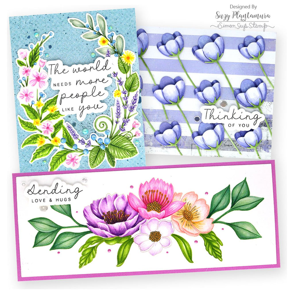 Simon Says Stamp Card Kit of the Month August 2024 Graceful Flowers ck0824 Floral Cards | color-code:ALT01