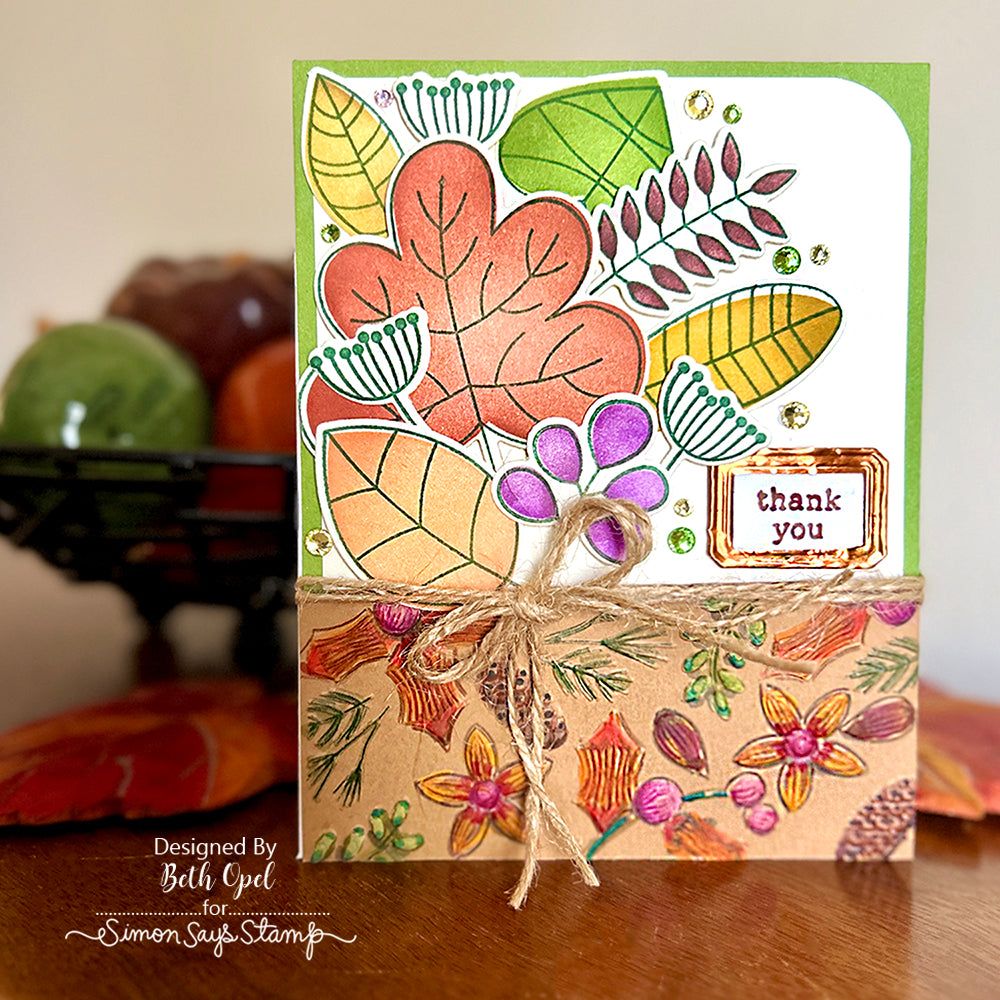 Simon Says Stamp Card Kit of the Month October 2024 Two Step Simple Leaves ck1024 Thank You Card