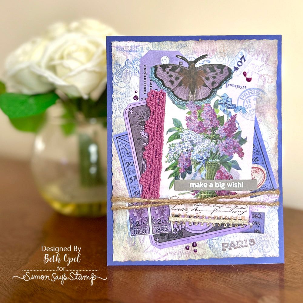 Simon Says Stamp Card Kit of the Month February 2025 Distressed Vintage Notes ck0225 Birthday Card | color-code:ALT12