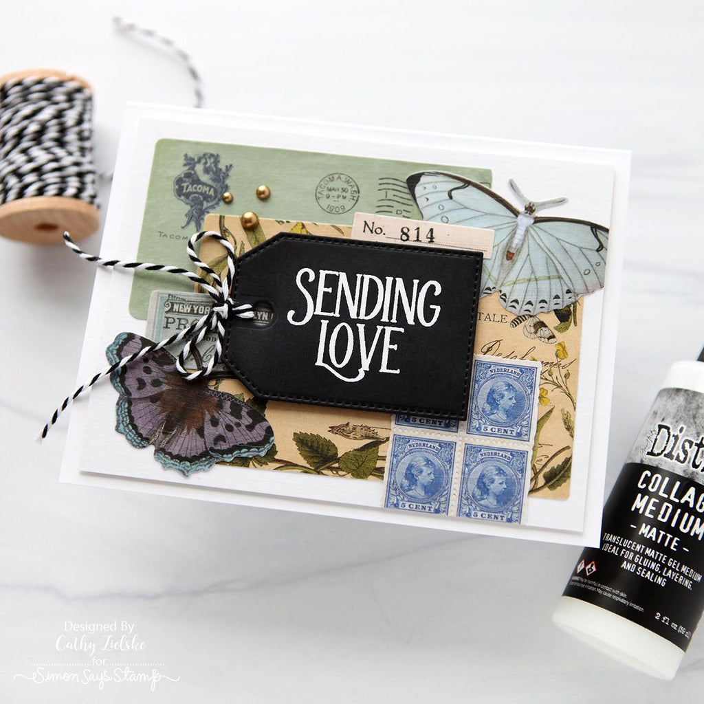 Simon Says Stamp Card Kit of the Month February 2025 Distressed Vintage Notes ck0225 Love Card | color-code:ALT09