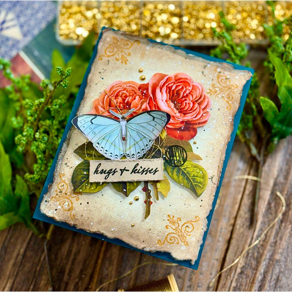 Simon Says Stamp Card Kit of the Month February 2025 Distressed Vintage Notes ck0225 Love Card | color-code:ALT13