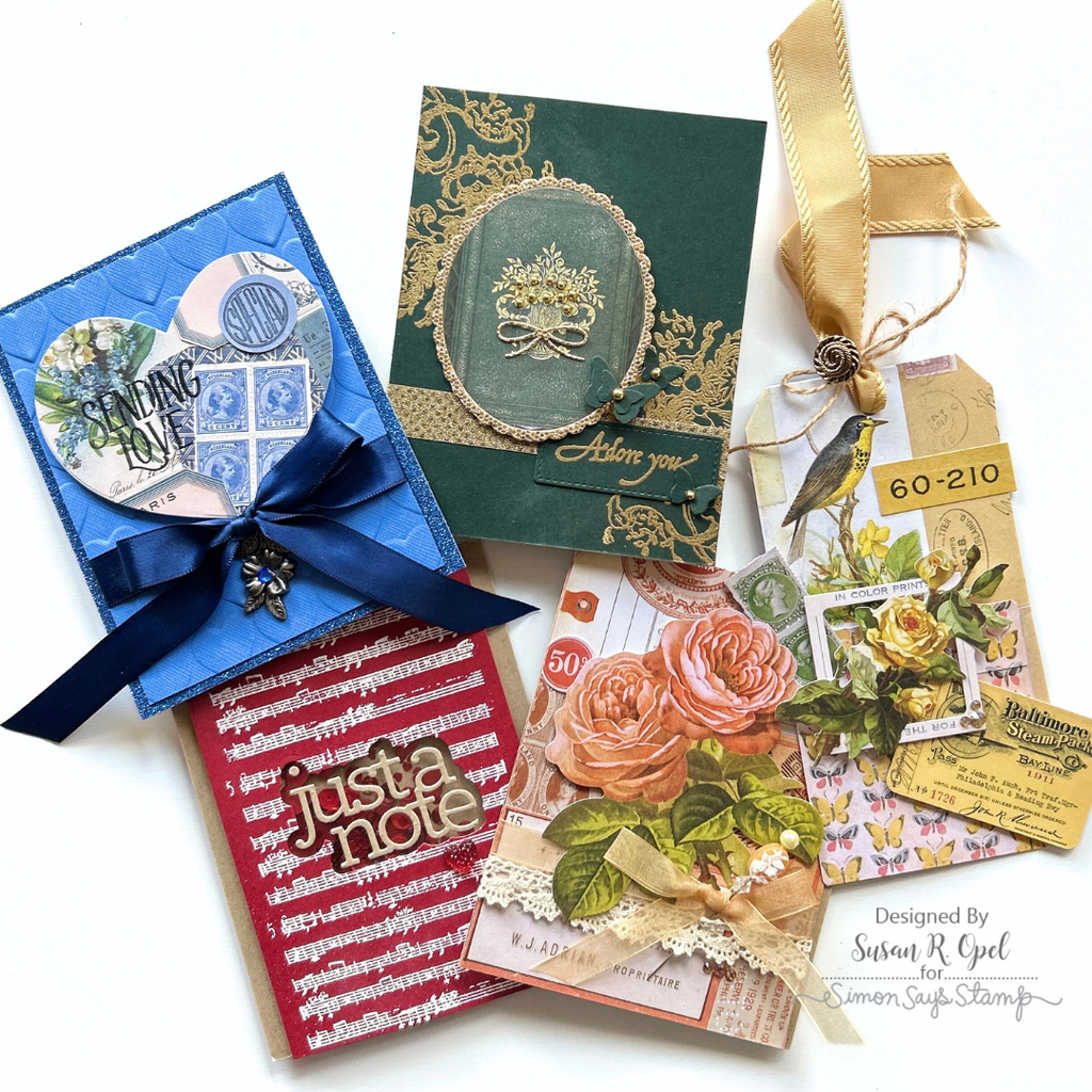 Simon Says Stamp Card Kit of the Month February 2025 Distressed Vintage Notes ck0225 Vintage Designs | color-code:ALT01