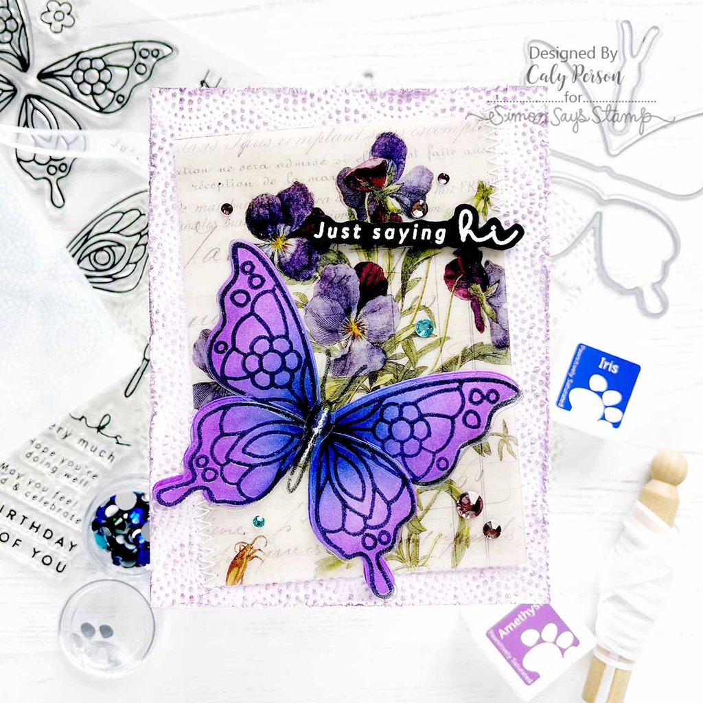 Simon Says Stamps And Dies Mix And Match Butterflies set744mm Splendor Hello Card | color-code:ALT06