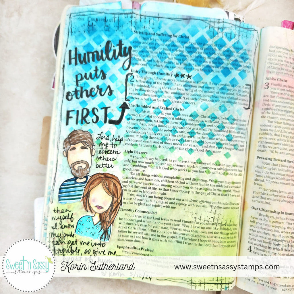 Sweet 'N Sassy Faded Diamonds 6 x 6 Stencil cws-st-24-01 Humility Puts Others First Bible Journaling