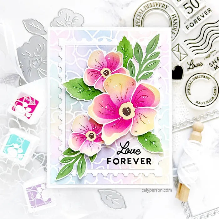 Waffle Flower Oversized Postage Clear Stamp and Die Set wfc1727 love | color-code:ALT02