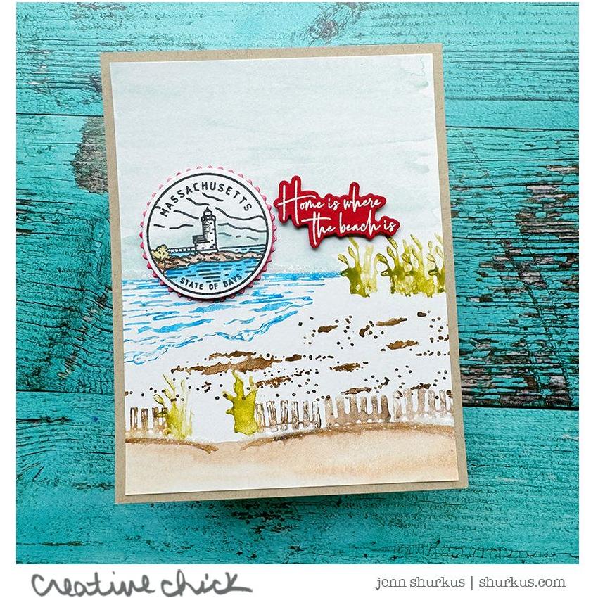 Honey Bee Light The Way Dies hbds-601 Home Is Where The Beach Is Card