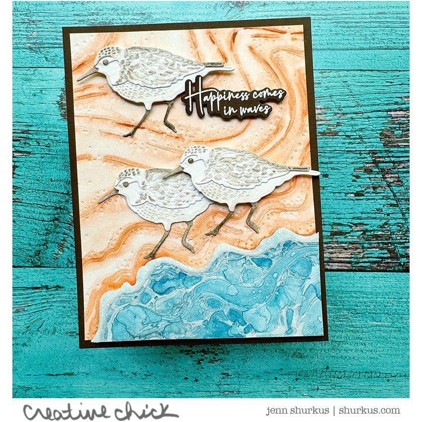 Honey Bee Beach Break Stencils hbsl-150 Happiness Comes In Waves Card