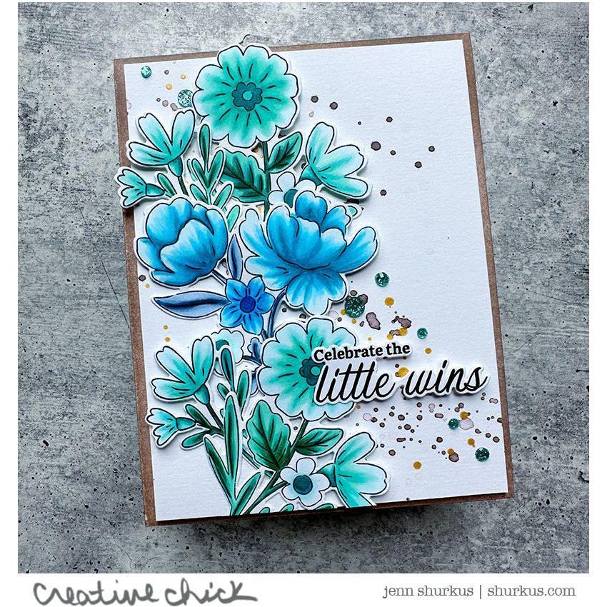 PinkFresh Studio Lovely Blooms Die Set 207823 Little Wins Floral Encouragement Card | color-code:ALT03