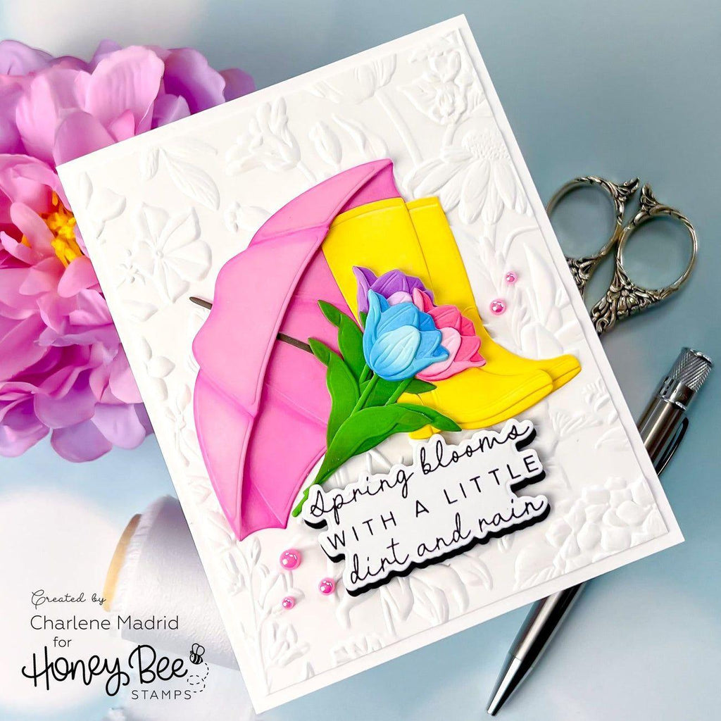 Honey Bee Lovely Layers April Showers Dies hbds-llaswr Spring Blooms Card