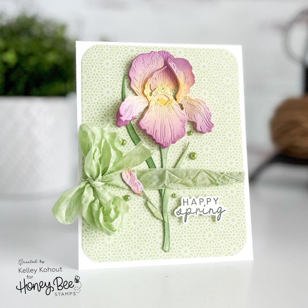 Honey Bee Lovely Layers Iris Dies hbds-lliris Happy Spring Card