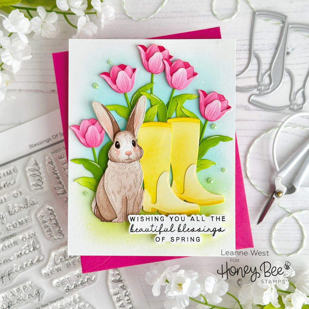 Honey Bee Lovely Layers Rabbit Dies hbds-llrabt Beautiful Spring Blessings Card