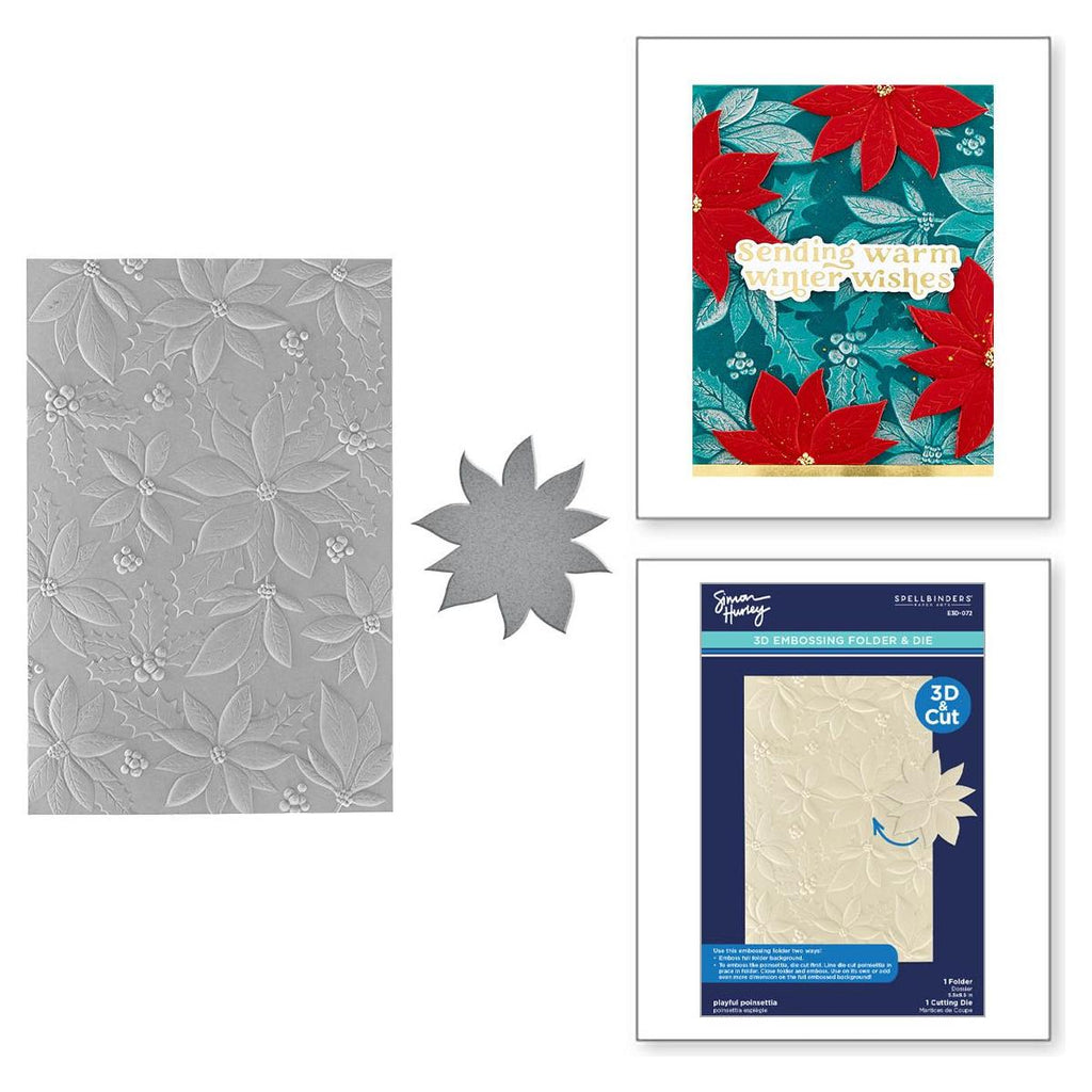 e3d-072 Spellbinders Playful Poinsettia 3D Embossing Folder product image