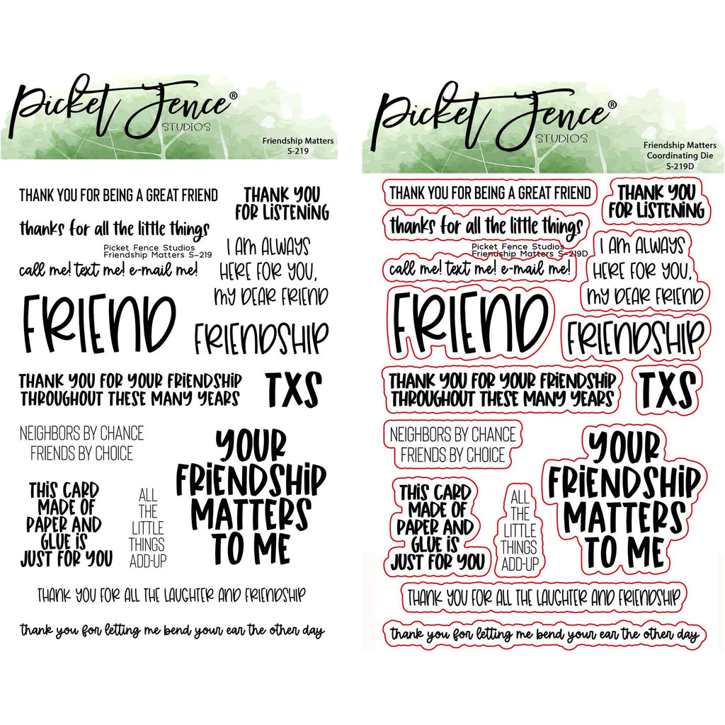 Picket Fence Studios Friendship Matters Stamps and Dies Bundle