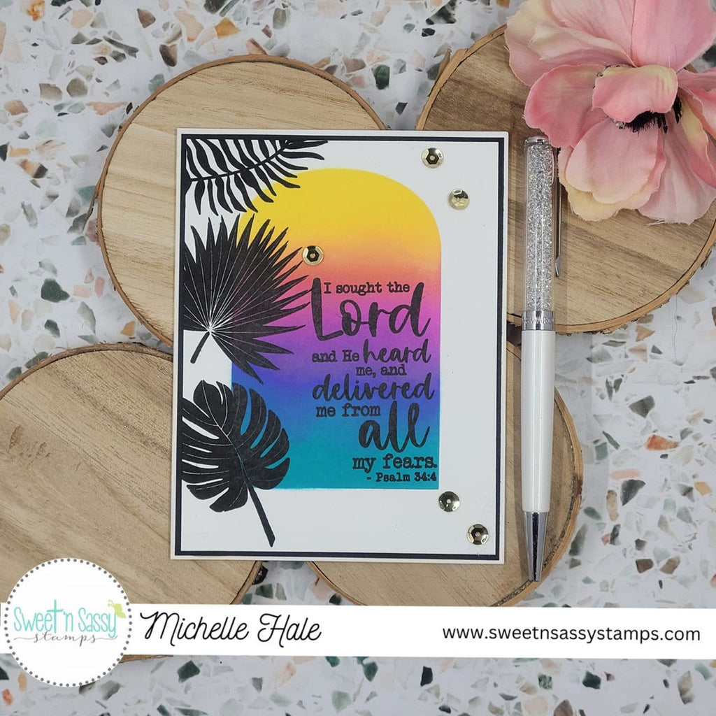 Sweet 'N Sassy Tropical Foliage Silhouettes Clear Stamps cws-24-003 The Lord Delivers Card