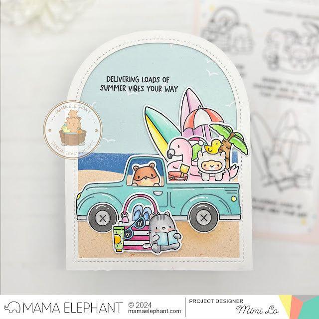 Mama Elephant Deliver Summer Vibes Clear Stamp and Die Set beach vibes