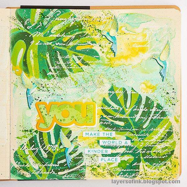 Simon Says Stamp Stencils Monstera 1050mt Cheering for You Monstera Art Journal Page | color-code:ALT04