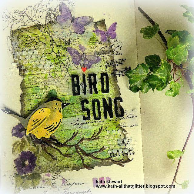 Tim Holtz Cling Rubber Stamps CRAZE AND PLANKS CMS344 bird song | color-code:ALT01