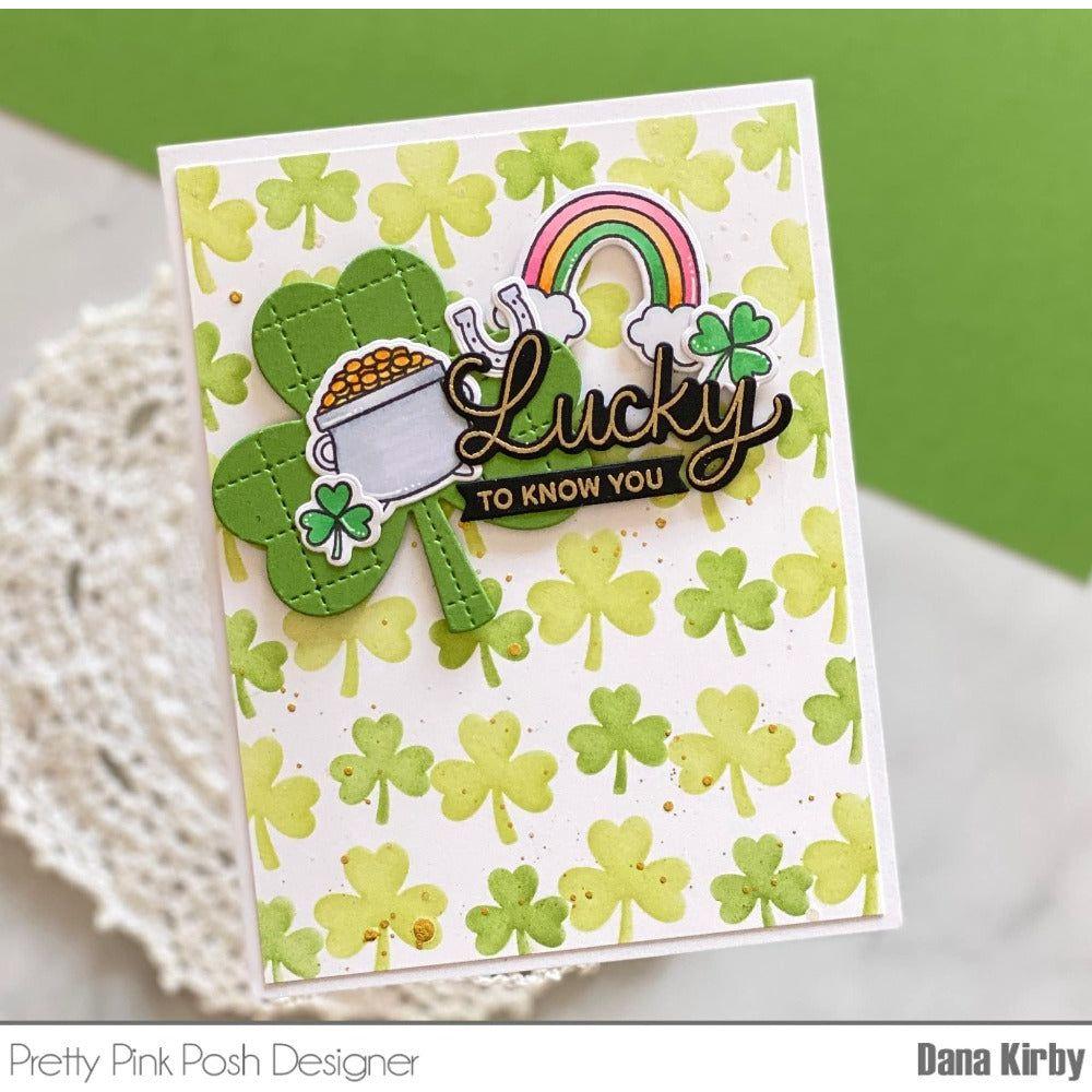 Pretty Pink Posh Layered Shamrocks Stencils rainbow