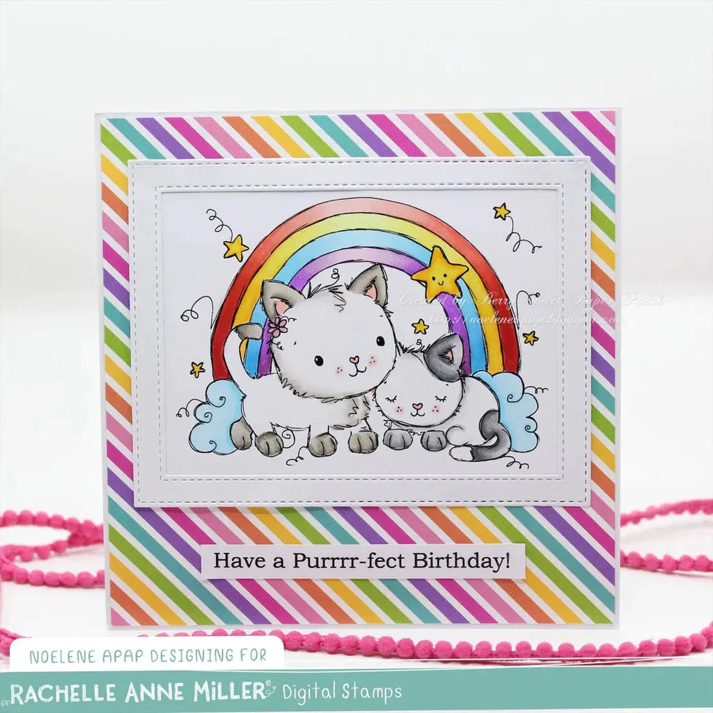 Paper Rose Rainbow Cats Clear Stamps 31785 birthday