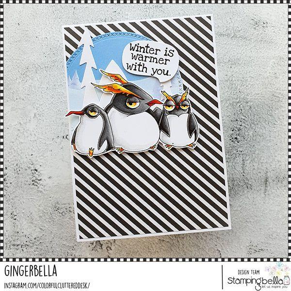 Stamping Bella Oddball Penguin Trio Cling Stamp eb1263 winter is warmer with you