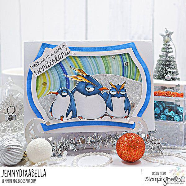 Stamping Bella Oddball Penguin Trio Cling Stamp eb1263 winter wonderland