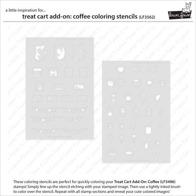 Lawn Fawn Treat Cart Add-On: Coffee Coloring Stencils lf3562 Set of 2 Stencils