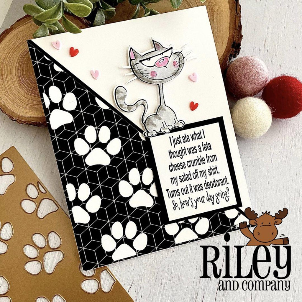 Riley And Company Funny Bones Feta Cheese Cling Rubber Stamp rwd-1155 Cat